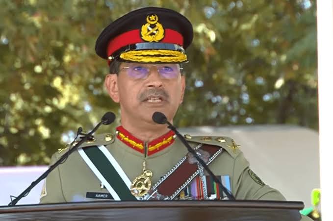 Commander National Strategic Command (CNSC) General Aamer Raza addressing 154th Long Course at Pakistan Military Academy Kakul