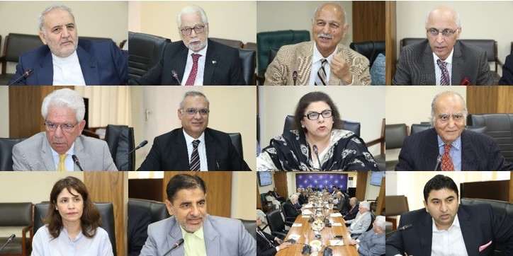 Iranian Ambassador speaking on Pakistan Iran relations at ISSI roundtable in Islamabad