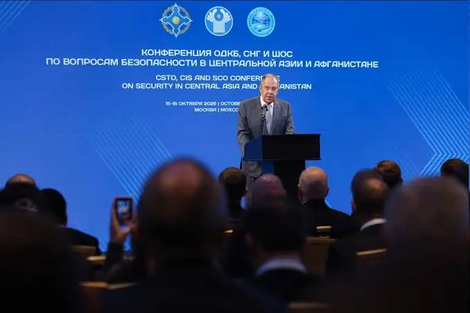Russian Foreign Minister Sergey Lavrov discussing afghanistan terrorist groups at a regional security summit.